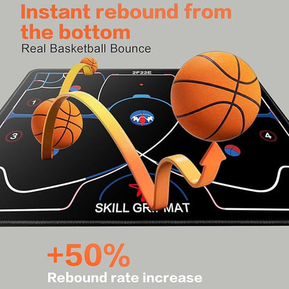 Portable Basketball Footwork Training Mat, Agility Footstep Training Mat, Basketball Pads for Training All Levels, Non-Slip Silent Equipment for All Ages to Improve Speed, Strength and Coordination