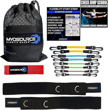 Cheer Kinetic Bands – Leg Resistance Bands for Cheerleaders | Improve Flexibility, Jumps, Stunts & Tumbling | 4-Level Resistance System with 12 Stunt Strap Colors + Digital Training Downloads