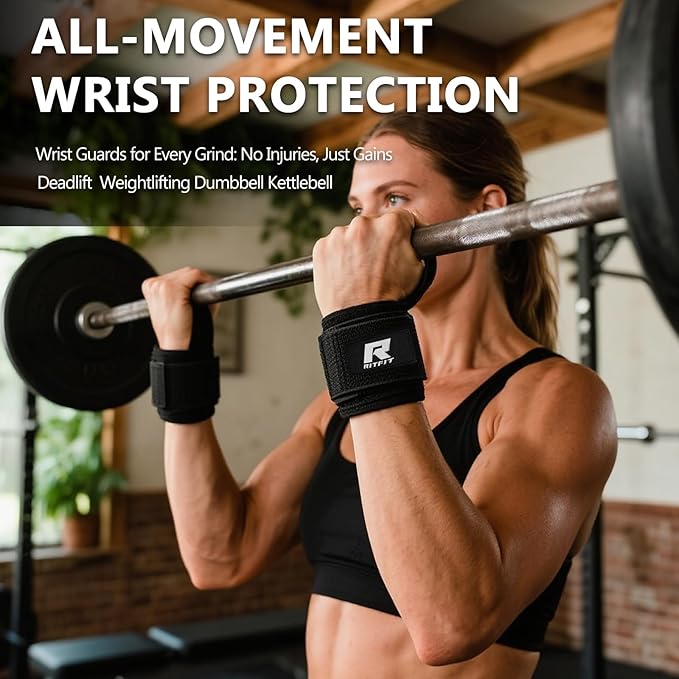 RitFit Wrist Wraps, Wrist Straps for Weightlifting, Wrist Support for Working Out, Bodybuilding, MMA, Powerlifting, Strength Training, Men & Women