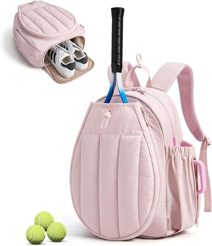 BAGSMART Tennis Gym Bag for Women, Tennis Backpack Holds 2 Rackets with Shoe Compartment, 15.6" Laptop Gym Backpacks for Court, Off-work, Everyday & Overnight Weekend