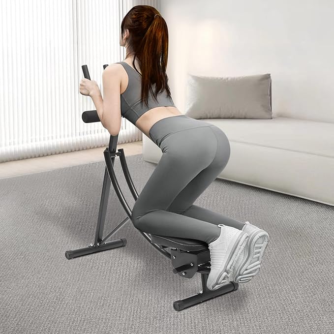 Ab Trainer Abdominal, Ab Workout Equipment w/LED Monitor & Silent Roller, Ab Crunch Machine, Foldable Abdominal Trainer, Waist Cruncher Core Toner for Gym, Home, Company, Black