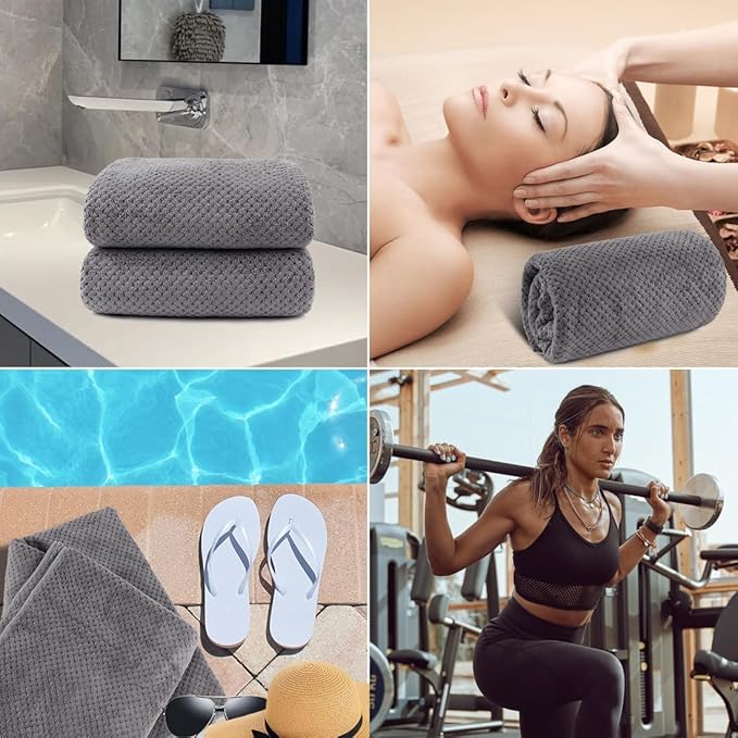 2-Pack Microfiber Towels 27x54(Inches), Ultra Soft Quick Dry Bath Towels, Highly Absorbent & Lightweight for Gym, Yoga, Travel, Spa, Home & Post-Workout, Large Bath Sheet Set