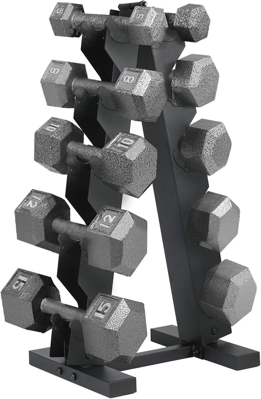 HolaHatha Hexagonal Dumbbell Weights Set, Home Gym Equipment Set, Portable Weighted Exercise Dumbbells for Fitness, Training, and Lifting Workouts