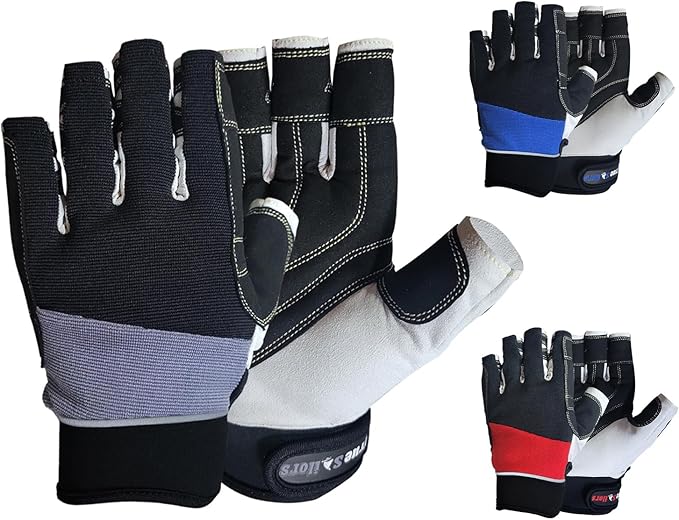MRX Sailing Gloves for Men & Women 3/4 Finger Grip Great for Sailing, Yachting, Paddling, Kayaking, Fishing, Dinghying Water Sports
