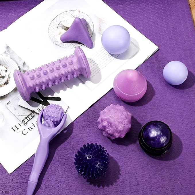Ceenna 9 Pcs Massage Balls Set for Myofascial Point Release & Deep Massage Tissue Includes Lacrosse, 360° Rotating Mountable Ball, Spiky Balls, Hand Exercise Ball, Foot Roller