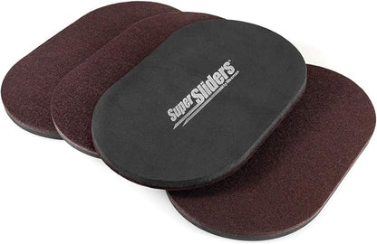 Super Sliders 5-3/4" x 9-1/2" XL Oval Reusable Felt Furniture Sliders for Hard Surfaces, Anti-Slip Protective Furniture Moving Pads for Beds, Sofas, Dressers, Set of 8, Brown