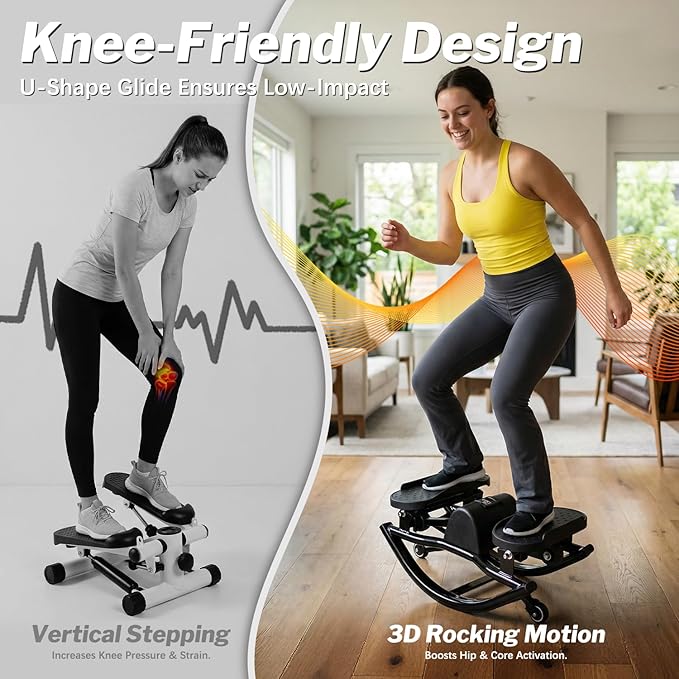 Rocking Stepper for Exercise at Home, 2026[New Vision] Motion Stair Stepper with Resistance Bands & Balance Board, Low-Impact Full Body Workout Equipment, Stable Structure Exercise Equipment