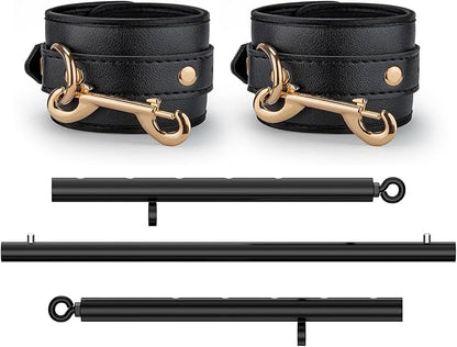 Heavy Duty Stainless Steel Expandable Spreader Bar with 2pcs PU Adjustable Straps, Sports Aid Training Fitness Gear Pilates Aid Kit,Home Indoor Sports Yoga Set