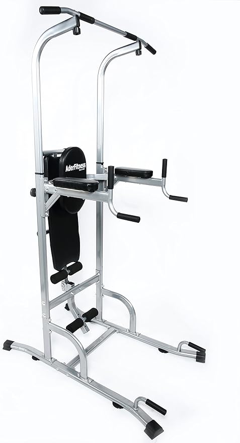 Ader Adjustable Muti-Function VKR Power Tower Chin/Dip machine, Ab Station Pull up Station w/Sit Up Bench for Home Fitness