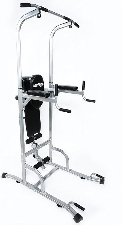 Ader Adjustable Muti-Function VKR Power Tower Chin/Dip machine, Ab Station Pull up Station w/Sit Up Bench for Home Fitness