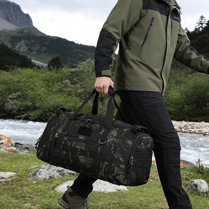 Gym Bag for Men Women 45L Sports Duffle Bag for Travel Tactical Military Duffel Bag with Shoe & Laptop Compartment Lightweight Medium Weekender Travel Bags for Fitness Training Workout, Camo