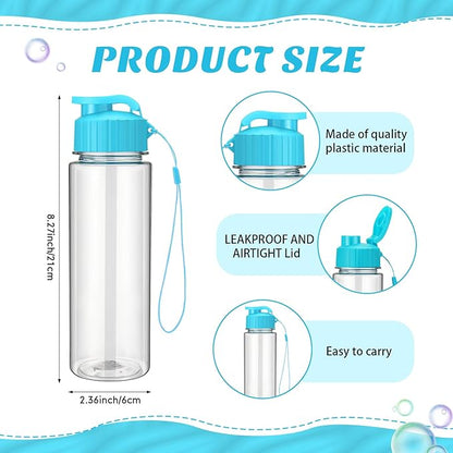 Mifoci 20 Pieces Water Bottle Bulk 17 oz Plastic Water Bottles Bulk Gym Sports Adults Reusable Large Bottles with Leak Proof Flip Top for Party Outdoor (Sky Blue)