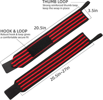 Wrist Support Straps & Lifting Straps, Ultra-Elastic Adjustable Design, Universal Wrist Support Gear for Bench Press, Deadlift, Powerlifting and Gym Training