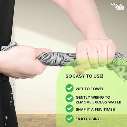 Kare & Kind 2 Pack Evaporative Cooling Towel, 12x40 inch chill pat for Sports, Workout, Fitness, Gym, Yoga, Pilates, Travel, Camping & More (Green, Gray)