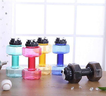 Big Capacity PETG Friendly Cup Dumbbell Shape Drinking Water Bottles Barbell Kettle Body Training Bottle () for Outdoor Camping Travel