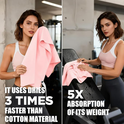 Microfiber Gym Towels - 5 Pack Highly Absorbent & Quick-Drying, Odor-Free, Sports Sweat Towels for Men & Women, Perfect for Workout, Yoga, Running, Fitness, Tennis, Swimming and Travel