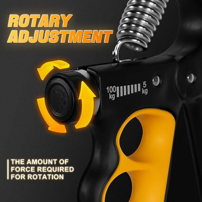 Grip Strength Trainer, Adjustable Resistance Forearm Strengthener with 11-220Lbs (5-100KG), Digital Counter, Ergonomic Hand Gripper Strengthener for Musicians, Athletes & Injury Recovery