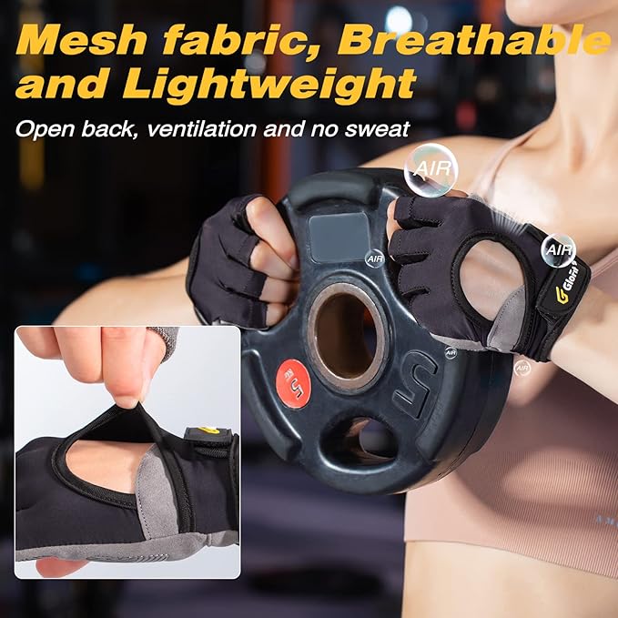 Workout Gloves for Women Men, Lightweight Weight Lifting Glove Breathable Fingerless Gym Gloves, Exercise, Fitness, Training, Cycling