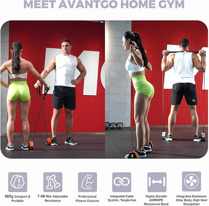 Portable Home Gym, Multifunctional Cable Fitness Machine, Resistance Adjustable Functional Trainer, App & Bluetooth Connection, Full Body Workouts, Fitness Anywhere, Gray