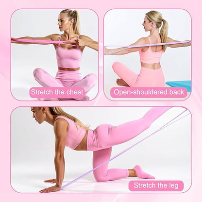 2pcs Figure 8 Resistance Bands for Arms Resistance Bands with Handles for Working Out Back Leg Stretcher Portable Exercise Equipment for Yoga Pilates Stretching Physical Therapy Pink & Blue