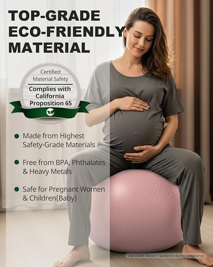 Trideer Pregnancy Birthing Ball, 1.7mm Extra Thick Yoga Ball for Maternity, Labor, Physio, Recovery, Illustrated Exercise Guide & Baby Memory Book Included, 1000LB Anti-Burst & Non-Slip Stability Ball