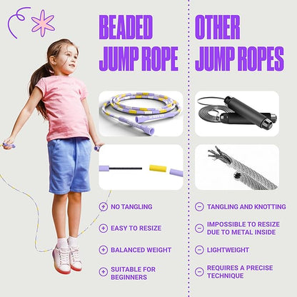 Sportbit Elite Beaded Jump Rope – Adjustable for Kids & Adults, Durable Fitness Skipping Rope for Cardio, Gym, Home & Outdoor Workouts