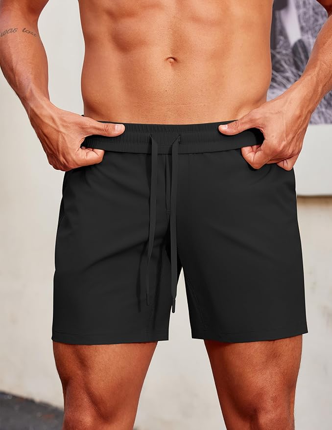 PINSPARK Men's Gym Workout Shorts - 7" Quick Dry Running Athletic Shorts with Towel Loop and Zipper Pockets
