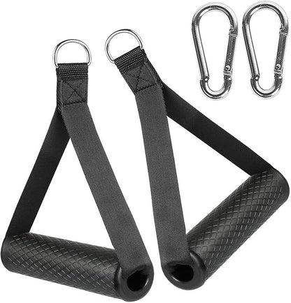 Exercise Handle Workout Handle Heavy Duty Grip Resistance Bands Handles Webbing Grip Puller Handle for Cable Machine Attachments Fitness Equipment with 2 Carabiners