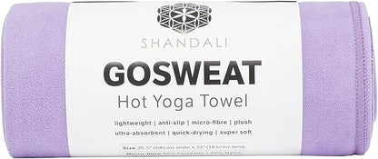 Shandali GoSweat Non-Slip Hot Yoga Towel with Super-Absorbent Soft Suede Microfiber in Many Colors, for Bikram Pilates and Yoga Mats.