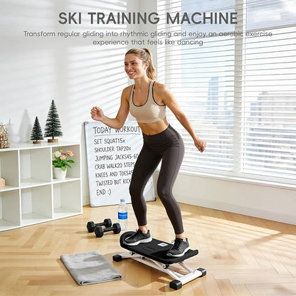 Ski Balance Trainer Machine with LCD Display, Low Impact Cardio & Core Workout Equipment for Home, Adult Balance Board for Full Body, Stability and Coordination Training