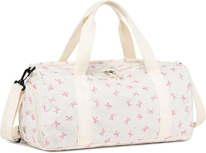 Gym Bag Sports Duffle Bag with Wet Pocket Weekender Overnight Bags with Waterproof Shoe Compartment for Girls Kids Women Dance Workout Travel Bags