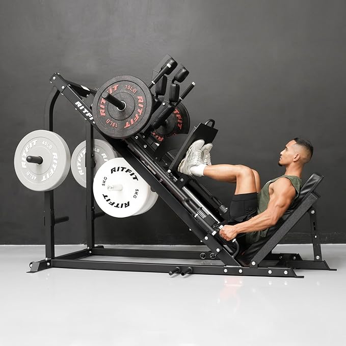RitFit 3-in-1 Leg Press Hack Squat Machine for Home Gym, 1500LB Capacity, Compact Space-Saving Design with Multiple Hack Squat & Leg Press Angles