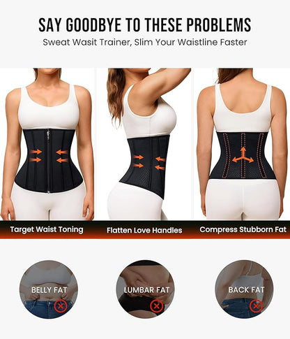 Junlan Sweat Waist Trainer for Women - Corset Sweat Band for Working Out