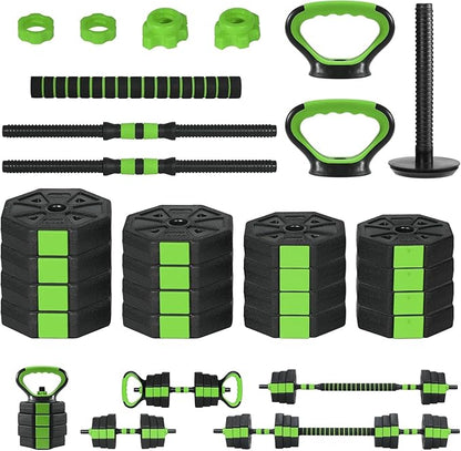 Adjustable Dumbbell Set, 44/66/88Lbs 4-in-1 Free Weights for Home Gym, Converts to Kettlebell & Barbell with Connector, Non-Slip Grip, Ideal for Men & Women Strength Training