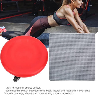 4 Wheel Abdominal Muscle Plate Premium Abdominal Exerciser Slide Disc Fitness Equipment for Home Gym Workouts Core Training Red Blue PVC 29x8cm
