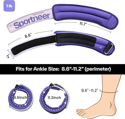 Sportneer Ankle Weights 0.5/1/2/3/5 LBS 1 Pair Wrist Leg Arm Weights for Women Men Kids Child with Adjustable Straps, Strength Weighted for Jogging Running Walking Fitness Gym Workout