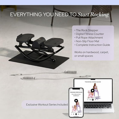 The Rock Stepper - Side to Side Rocking Stepper Machine for Home Workouts - Low Impact Indoor Cardio Leg Glute and Core Training - Quiet Compact Step Rocker Exercise Equipment
