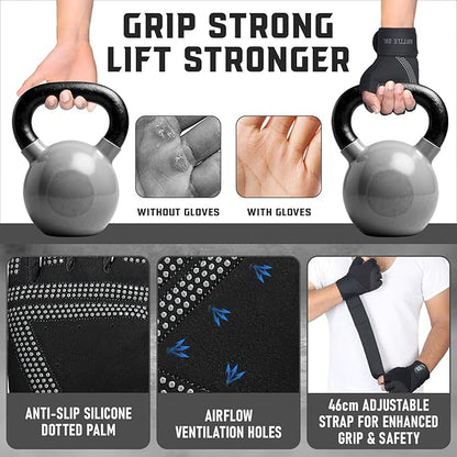Weight Lifting Gloves with Wrist Wrap Support Padded Palm Protection Exercise Gym Workout Gloves Men & Women Training Fitness Weightlifting Bodybuilding,E9