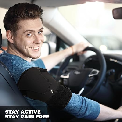 Astorn Adjustable Shoulder Brace for Torn Rotator Cuff with Icepack Holder - Shoulder Compression Sleeve Wrap for Pain Relief, Stability and Recovery - Fits Left and Right Arm for Men & Women (L)