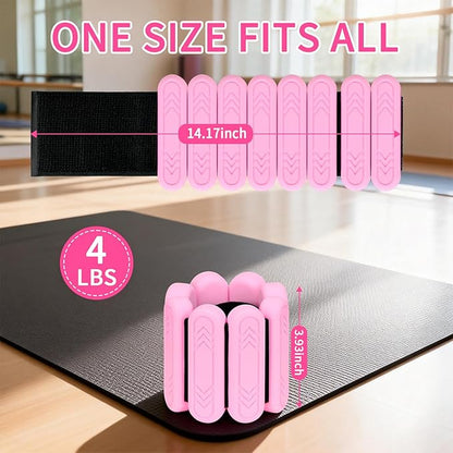 Wrist & Ankle Weights for Women Men, 1lb/2lb/4lb Set of 2 - Adjustable Wearable Weighted Bands, Waterproof Silicone Arm & Leg Weights for Pilates, Yoga, Walking, Dance, Home Workout & Gym