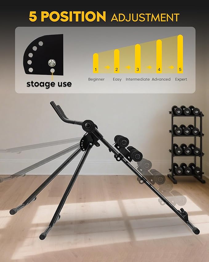 Ab Machine Abdominal Stomach Workout: Adjustable Ab Trainer Machine Ab Cruncher Core Strength Training Equipment for Home Gym Foldable for Women and Men
