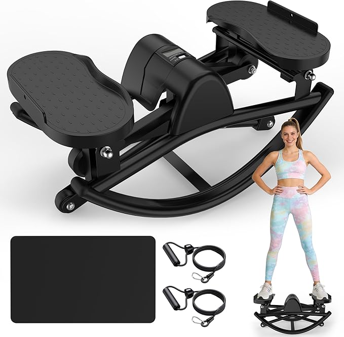 Rocking Stepper for Exercise at Home, 2026[New Vision] Motion Stair Stepper with Resistance Bands & Balance Board, Low-Impact Full Body Workout Equipment, Stable Structure Exercise Equipment