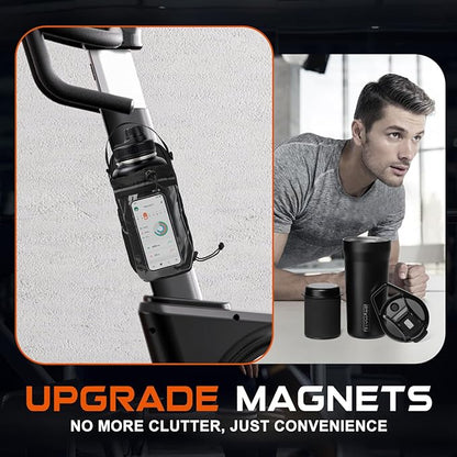 Magnetic Gym Bag for Men & Women, Magnetic Gym Water Bottle Bag with Touch-screenable Phone Pocket, Small Gym Pouch with 5 Strong Magnets, Sling Gym Bags for Fitness, Travel, Sports