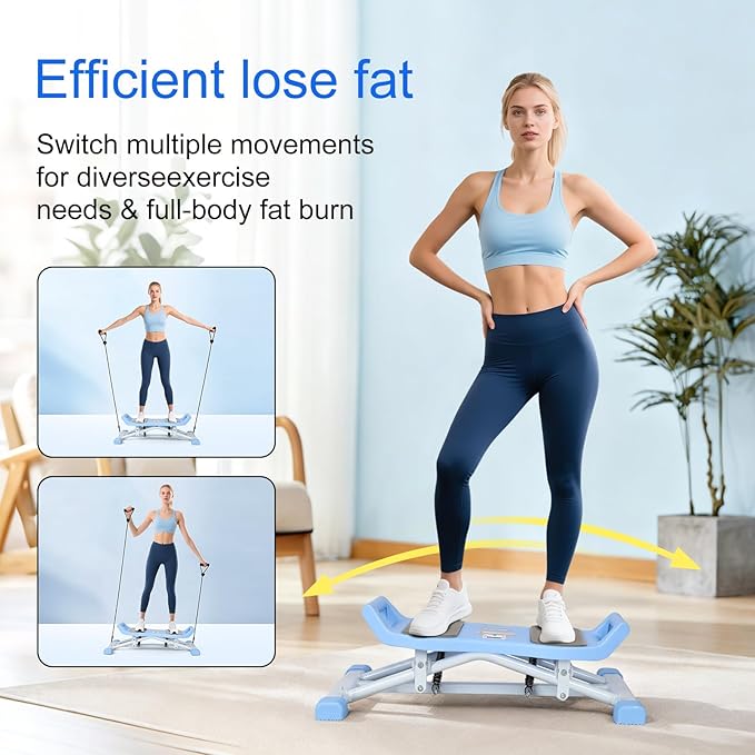 Vicamy Balance Board for Adults, Ski Balance Trainer with Resistance Band, LCD Display, Portable Rock Stepper for Full Body Workout at Home Gym