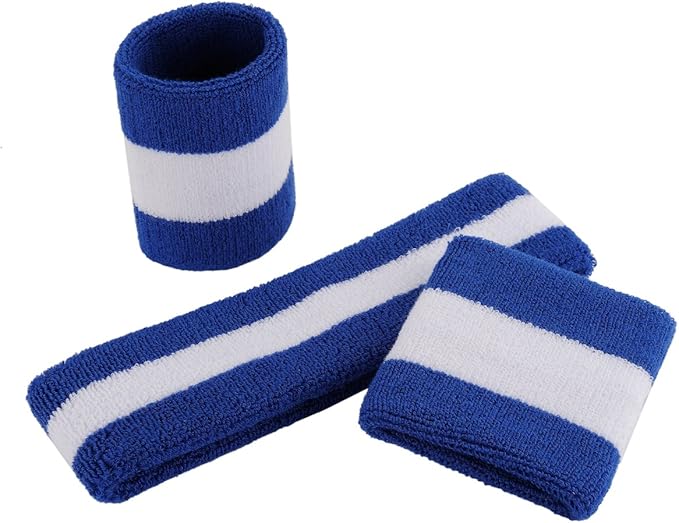 ONUPGO Sweatband Set Sports Headband Wristband Set Sweatbands Terry Cloth Wristband Wrist Sweatband Headbands Moisture Wicking Sweat Absorbing Head Band