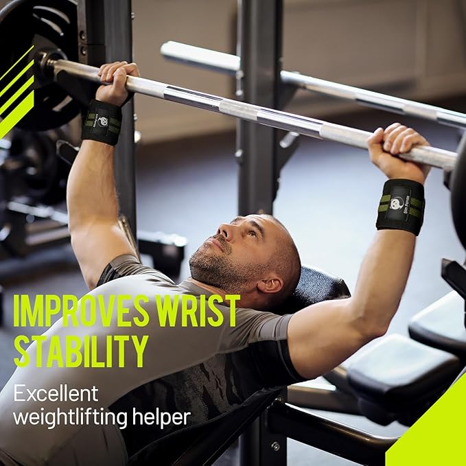 Slim Panda Wrist Wraps for Powerlifting & Weightlifting - Adjustable 18" Straps with Thumb Loops | Heavy Duty Wrist Support for Deadlift, Bench Press, Squats, 1 Pair