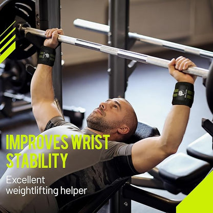 Slim Panda Wrist Wraps for Powerlifting & Weightlifting - Adjustable 18" Straps with Thumb Loops | Heavy Duty Wrist Support for Deadlift, Bench Press, Squats, 1 Pair