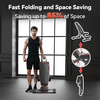 Multi-Function 6 in 1 Weight Bench Set - Leg Press, Preacher Curl Rack, Adjustable Workout Bench & Squat Rack for Full Body Exercise, Fitness Strength Training for Home Gym