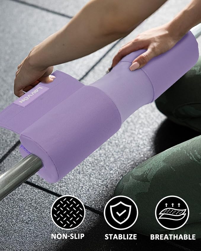 Barbell Squat Pad Set- Nylon Padding AntiSlip- Thick Foam Barbell Pad for Squats Cushion,Lunges&Bar Padding for Hip Thrusts -Standard Olympic Weight Bar Pad (Wrist Straps Weightlifting-Ankle Straps)
