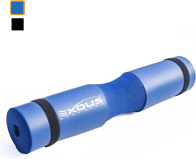 Barbell Pad Squat Bar Foam Neck Cushion - for Hip Thrusts - Fits Olympic Weight Lifting Bar - Fixing Straps for Non Slip Fit (Cool Blue)